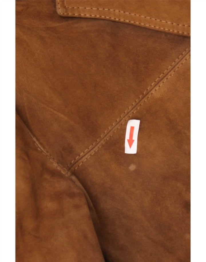 Blazer vintage pentru bărbați cu 3 nasturi din piele intoarsa UK 40, maro, maro