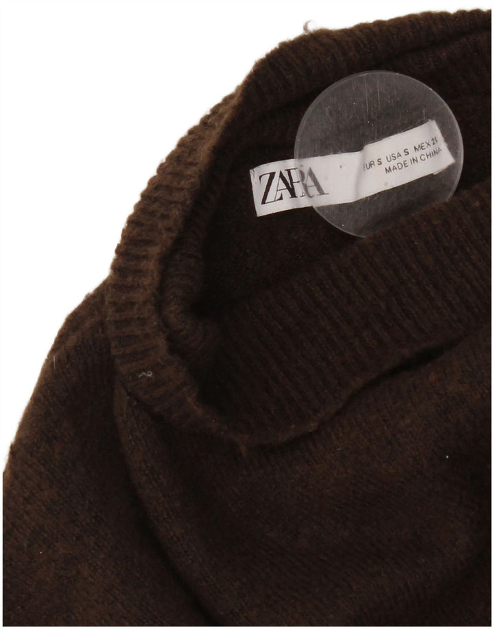 Pulover pentru femei Zara, cu gât rulat, liliac, UK 10, maro mic