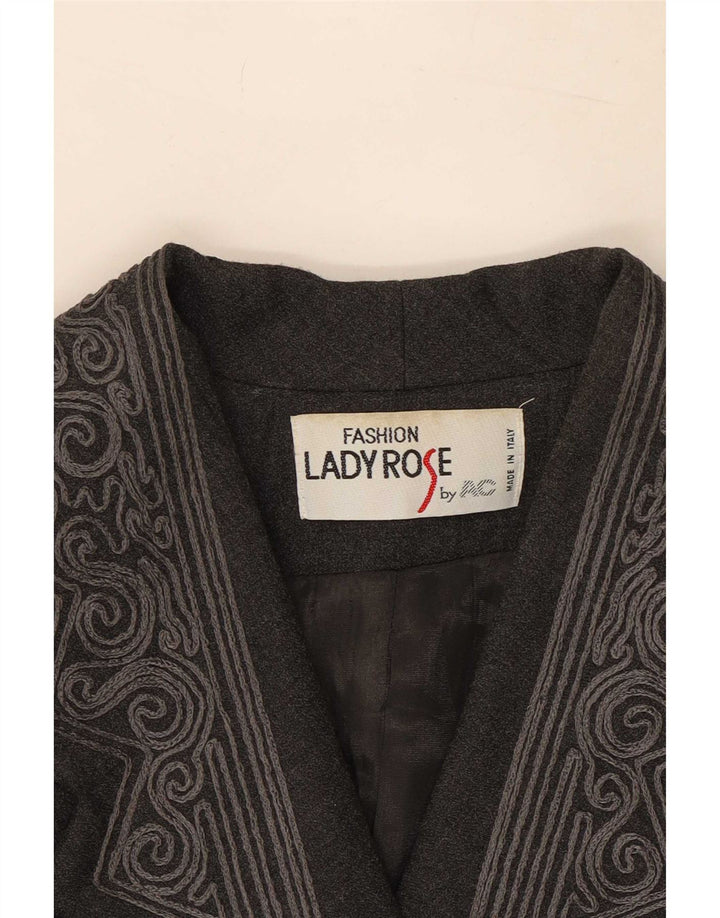 Jachetă vintage pentru femei cu 6 nasturi IT 42 Gri mediu Paisley Poliester