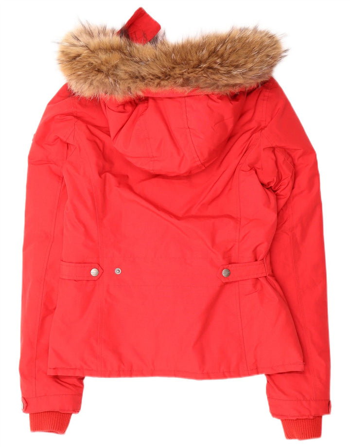 Jachetă căptușită cu glugă Woolrich pentru femei UK 10 Bumbac roșu mic