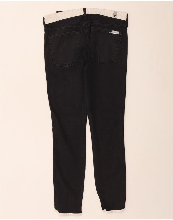 7 For All Mankind Blugi skinny crop pentru femei W27 L25 bumbac negru color bloc