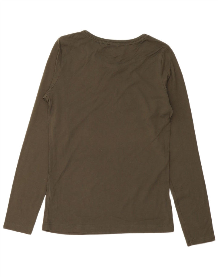 Top grafic Nike cu mânecă lungă pentru femei UK 10/12, bumbac kaki mediu