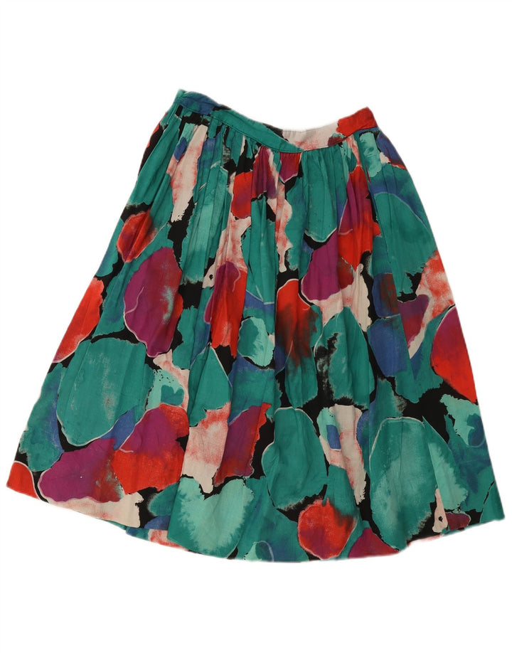 Fusta plisată cu model abstract pentru femei vintage W26 mic multicolor