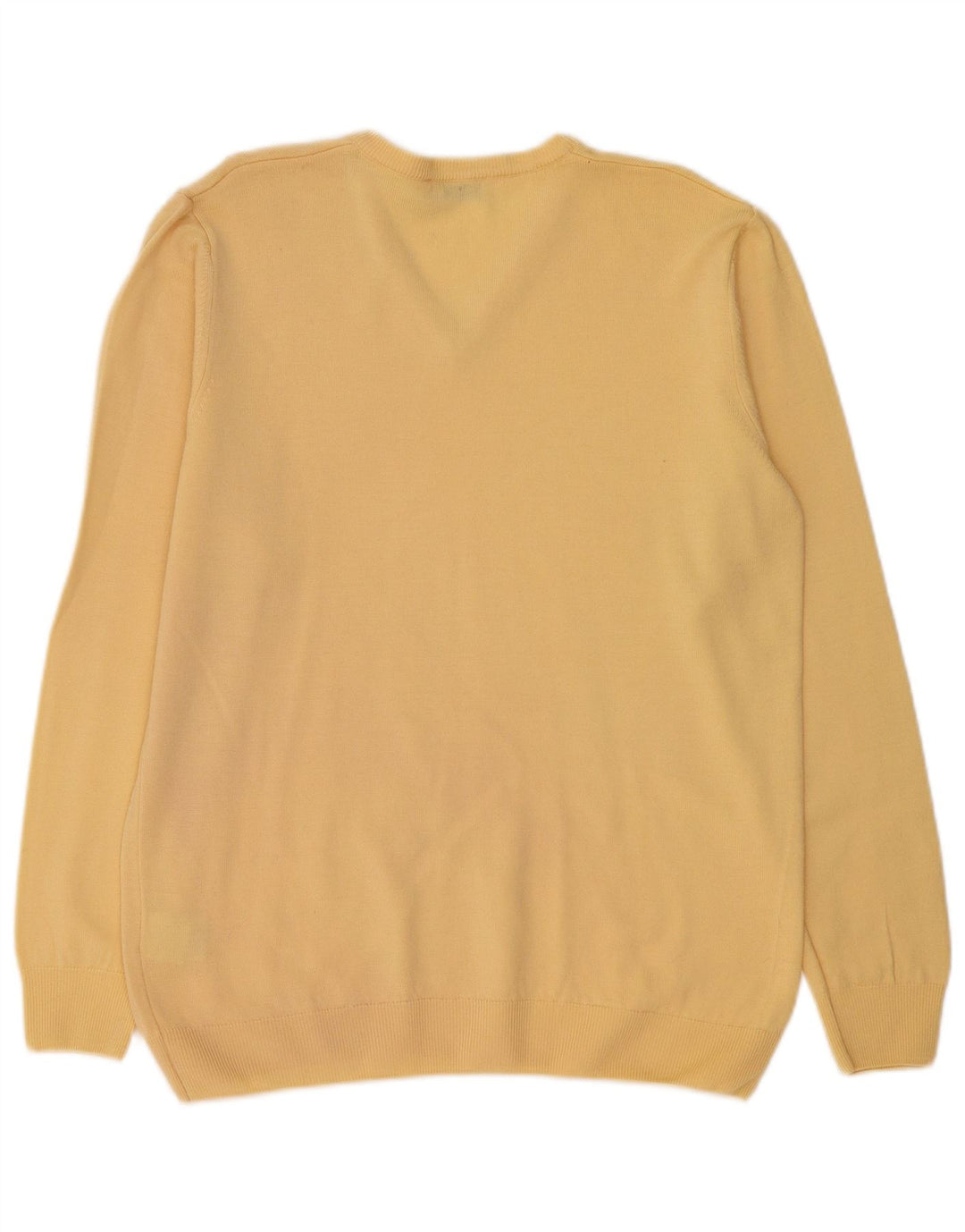 PETER HAHN Pulover cu decolteu în V pentru femei UK 16 Lână nouă, mare, galbenă