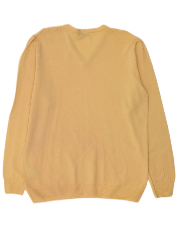 PETER HAHN Pulover cu decolteu în V pentru femei UK 16 Lână nouă, mare, galbenă