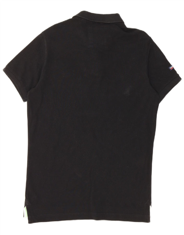 Tricou polo pentru bărbați Superdry, bumbac negru mare
