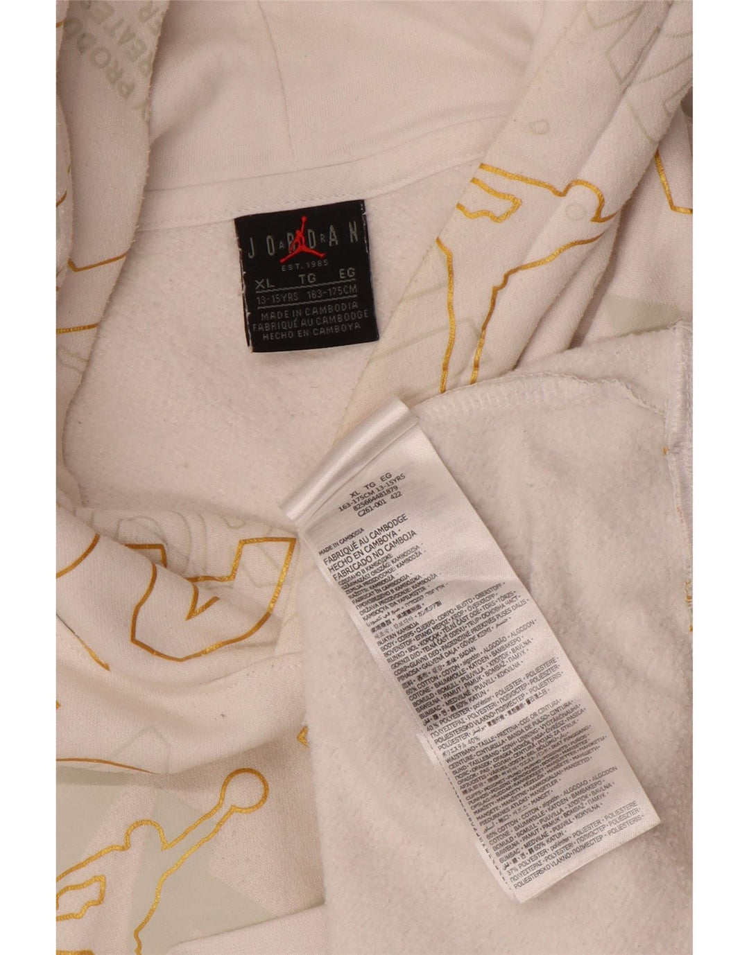 JORDAN Pulover cu glugă grafic pentru băieți 13-14 ani XL bumbac alb