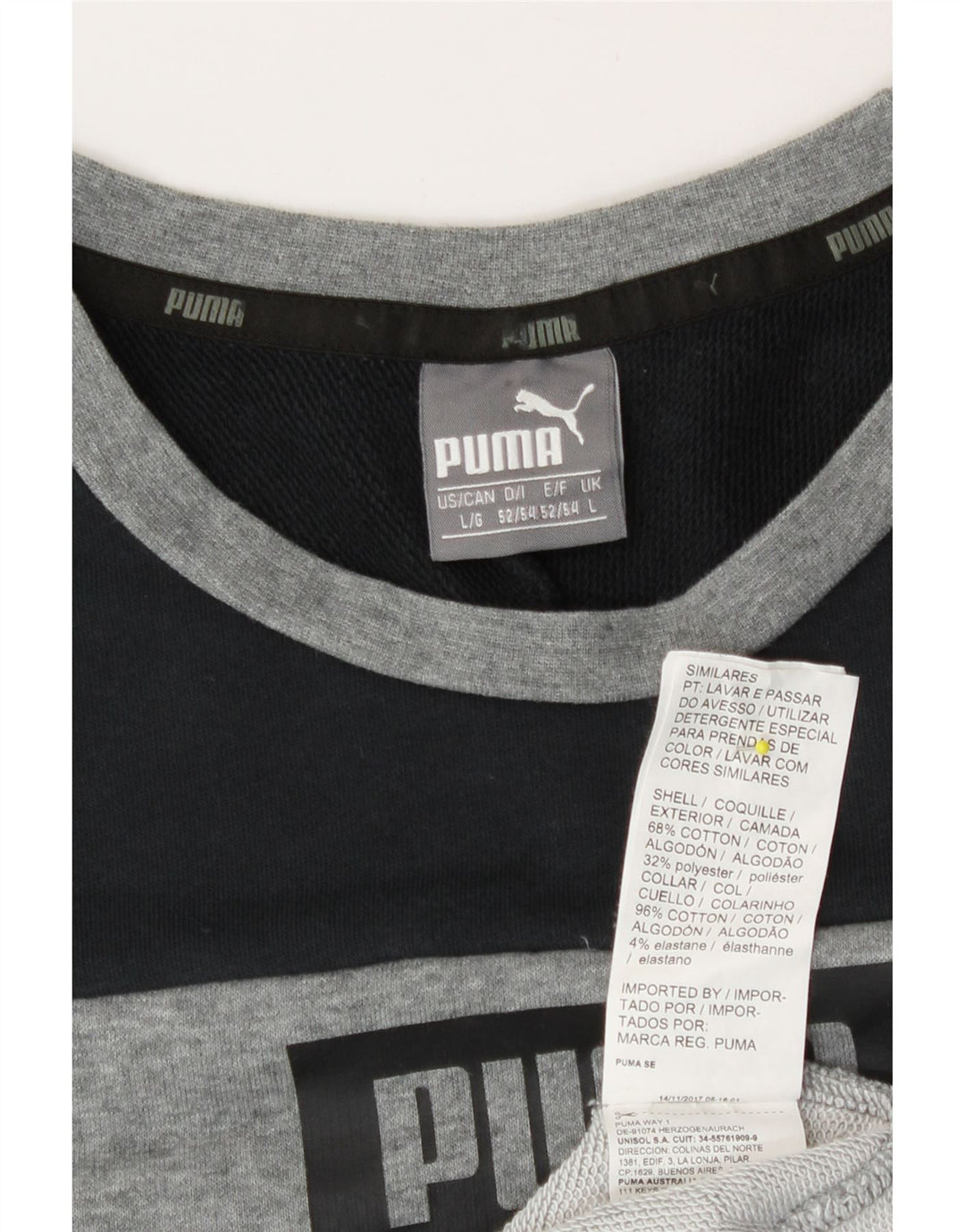 Top grafic pentru bărbați Puma cu mânecă lungă, mare, gri, color block, bumbac