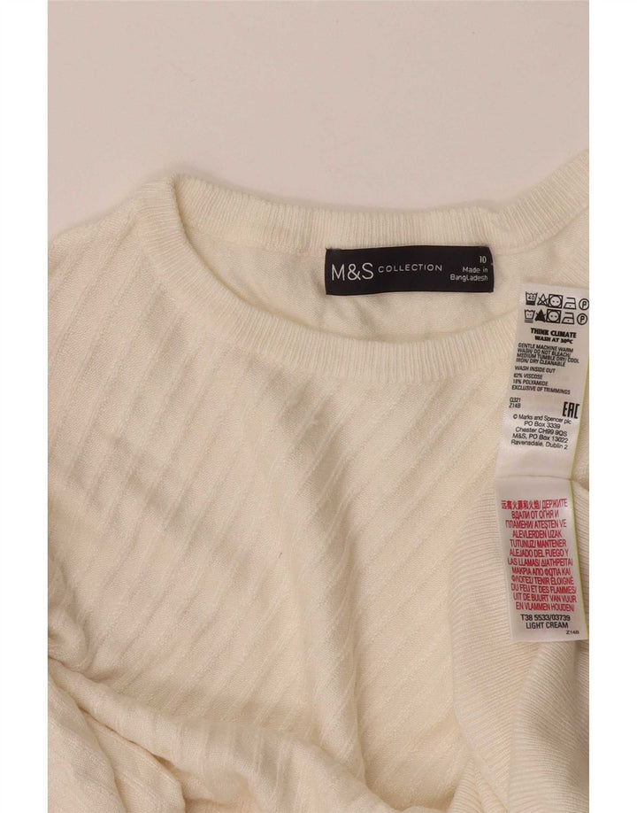 Pulover pentru femei Marks & Spencer cu decolteu rotund din viscoză albă mică