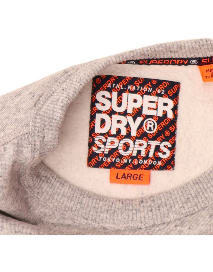 SUPERDRY Hanorac grafic pentru bărbați Pulover mare, gri, bumbac color bloc