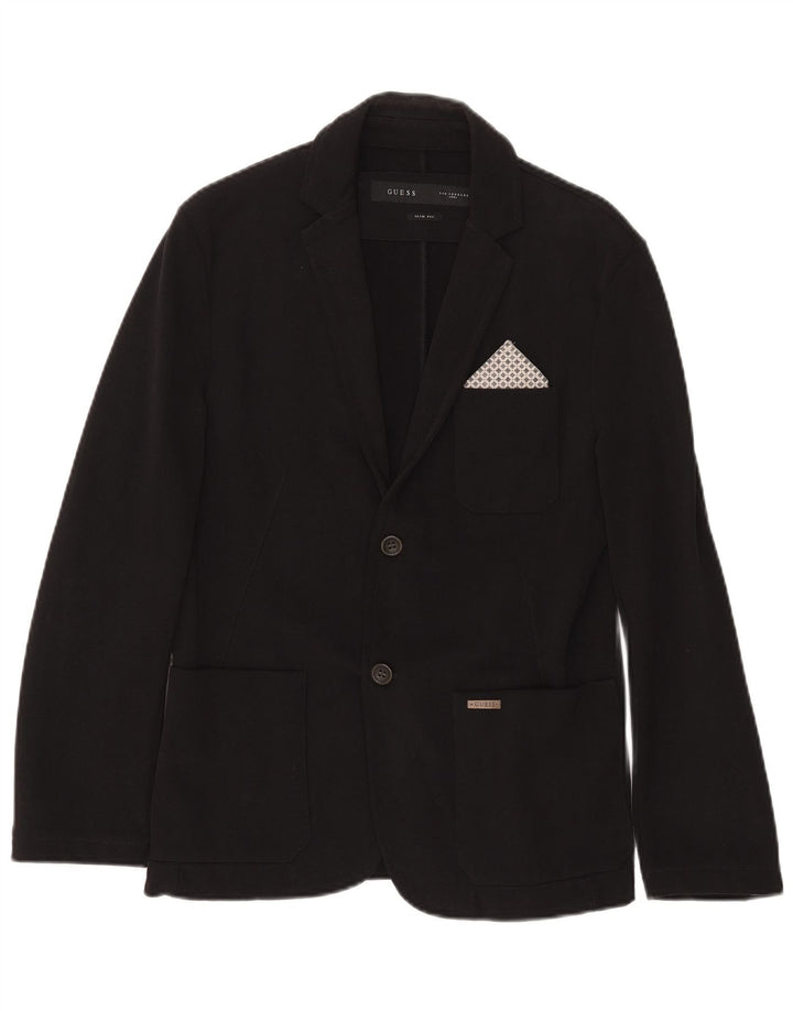 Jachetă pentru bărbați Guess, slim fit, cu 2 nasturi, UK 32 2XS, bumbac negru