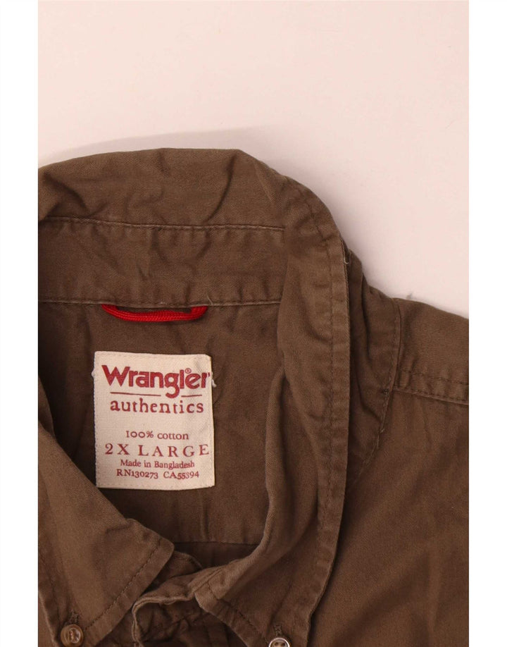 Cămașă cu mânecă scurtă Wrangler pentru bărbați, bumbac kaki 2XL