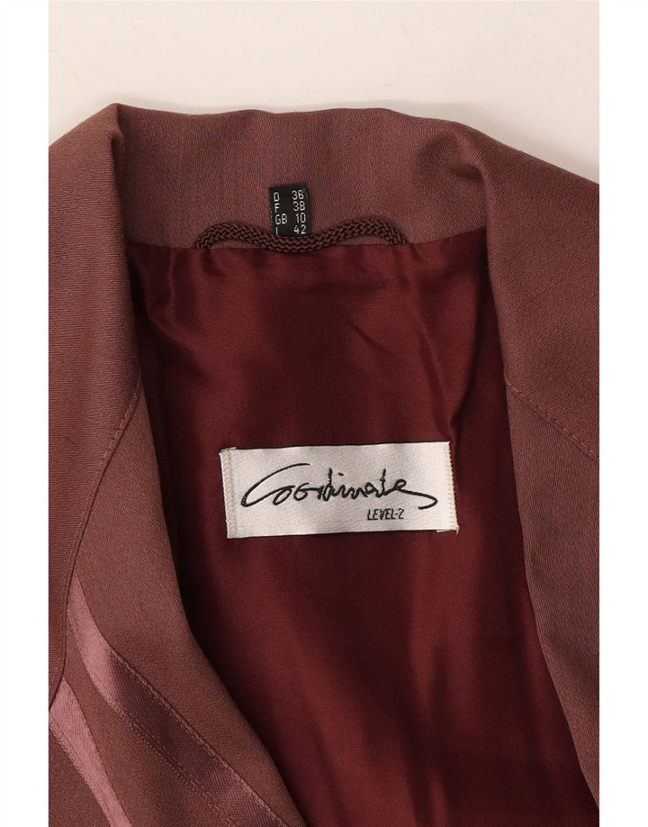 VINTAGE Womens 1 Button 3/4 Sleeve Blazer Jacket UK 10 Small Brown Vintage Vintage and Second-Hand Vintage from Messina Hembry 