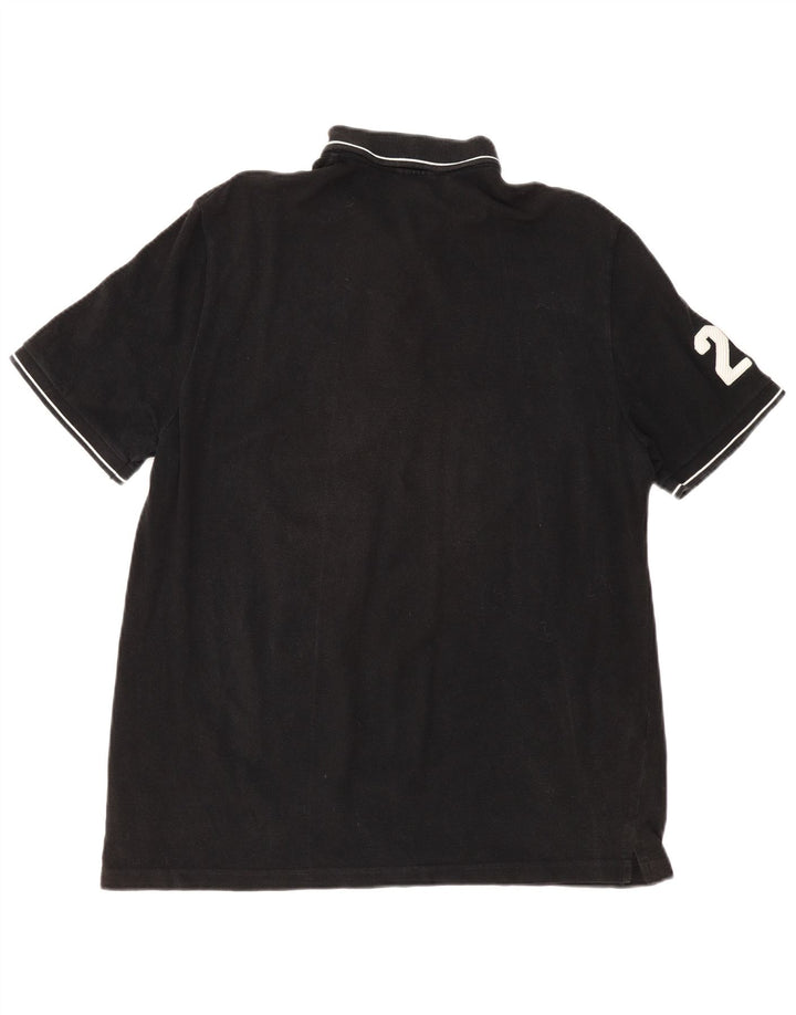 Tricou polo cu grafică LACOSTE pentru bărbați Mărimea 7 2XL Bumbac negru