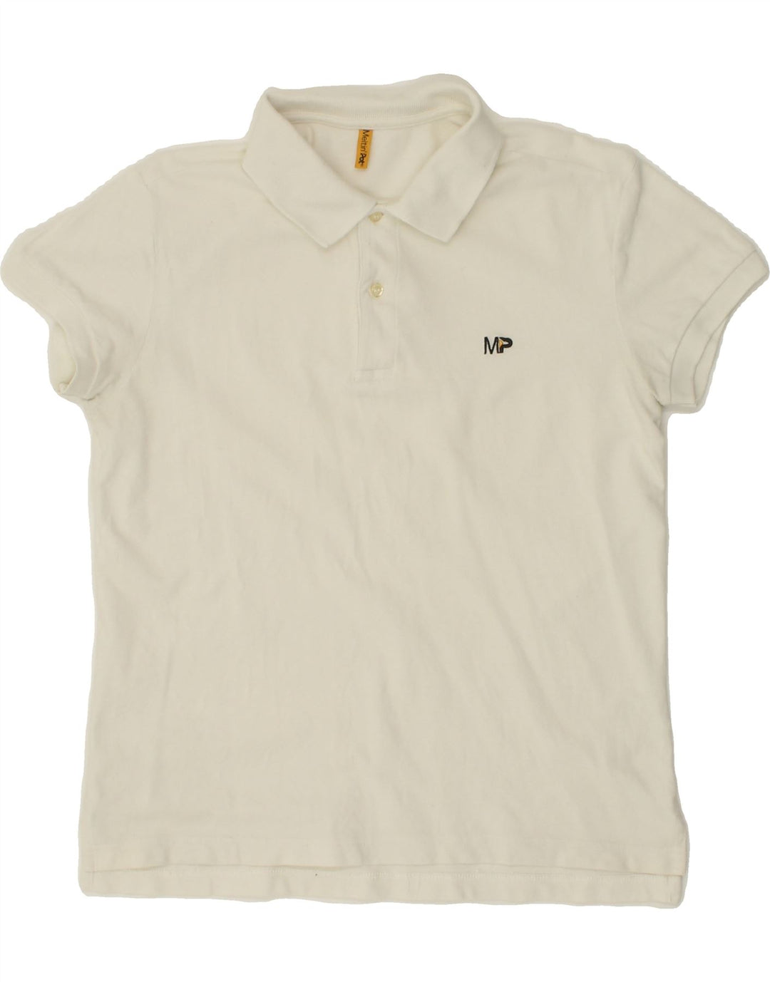 MELTIN' POT Mens Polo Shirt Small Beige Cotton Vintage Meltin' Pot and Second-Hand Meltin' Pot from Messina Hembry 