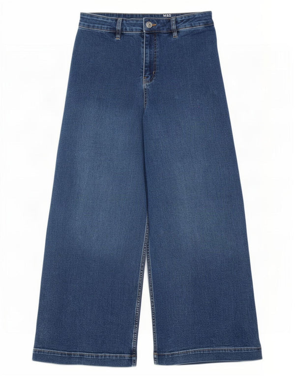 Marks & Spencer Blugi pentru femei cu talie înaltă cu picioare largi UK 12 Medium W30 L27 Albastru