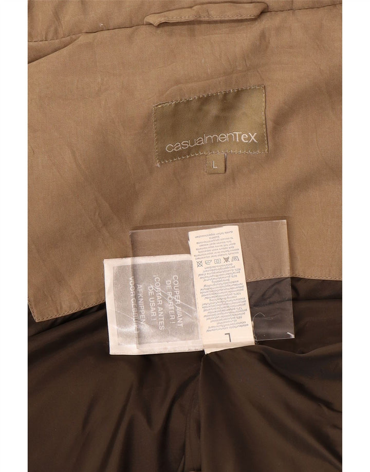 VINTAGE Gilet căptușit pentru bărbați UK 40, mare, bej, poliester