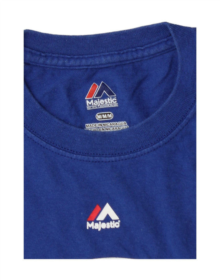 MAJESTIC Mens Graphic T-Shirt Top Medium Blue Cotton Vintage Majestic and Second-Hand Majestic from Messina Hembry 