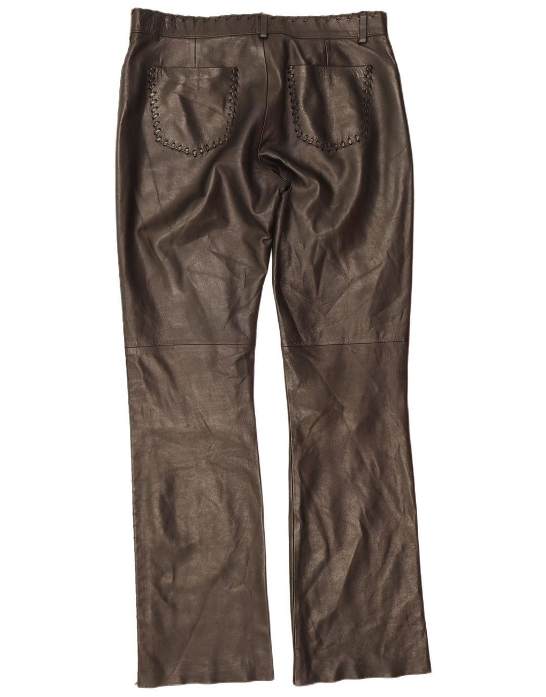 Pantaloni ocazional din piele bootcut pentru femei vintage IT 42 Medium W32 L32 Negru