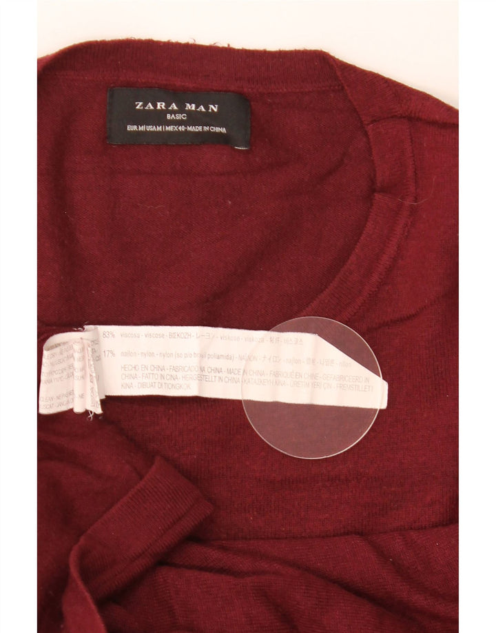 Pulover pentru bărbați Zara, cu gât crew, viscoză maro medie