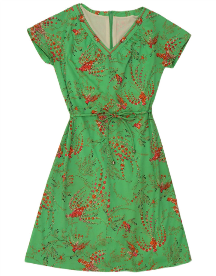 Rochie vintage pentru femei, în formă de A, EU 40, verde mediu, poliester floral