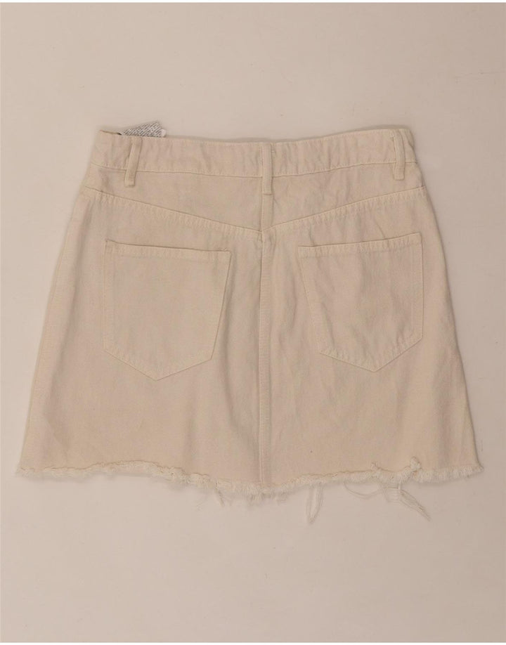 ZARA Womens Denim Skirt Medium W28 Off White Cotton Vintage Zara and Second-Hand Zara from Messina Hembry 