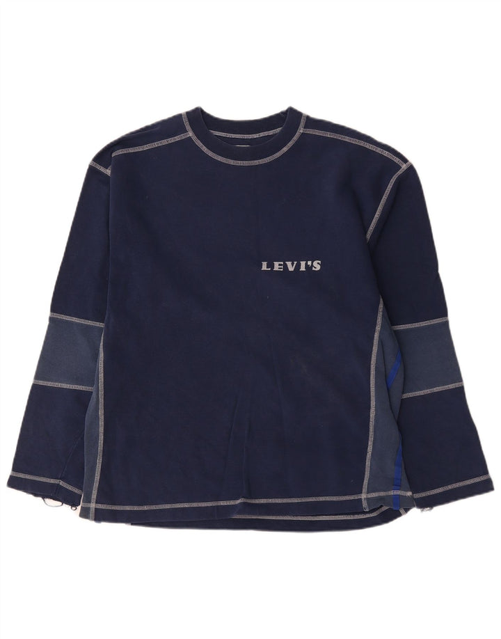 Top pentru bărbați Levi's cu mânecă lungă, mediu bleumarin, bumbac color bloc