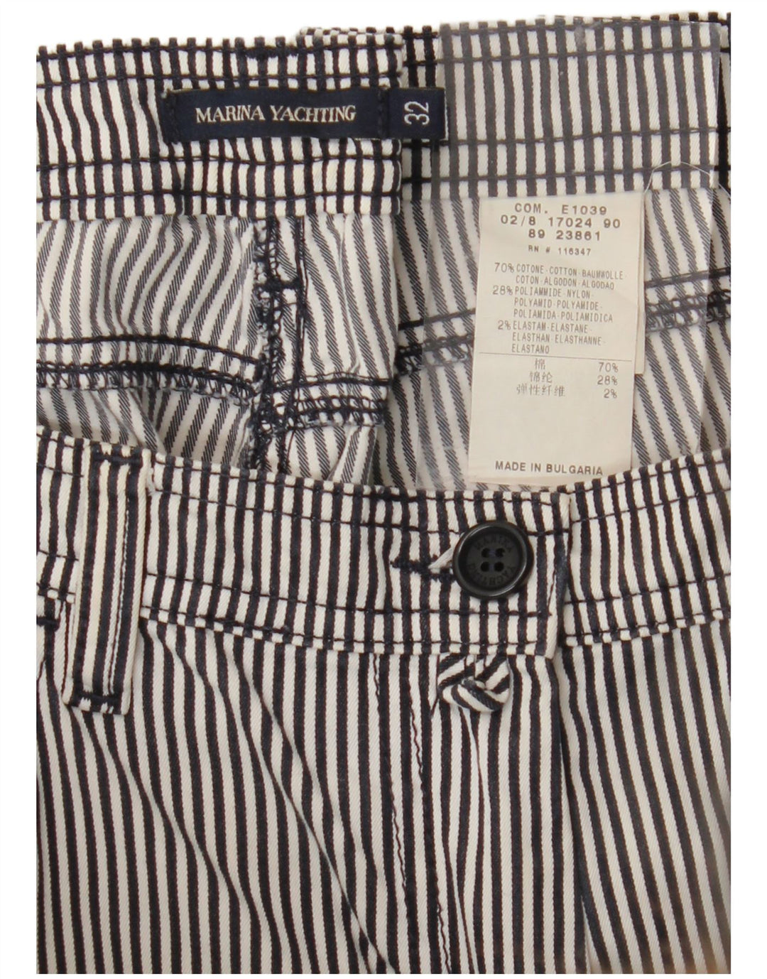 MARINA YACHTING Pantaloni Capri pentru femei W32, mari, bleumarin, bumbac cu dungi