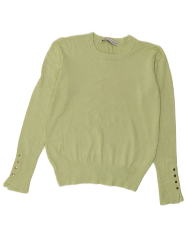 Pulover pentru damă Zara Crop Crew Deck Pulover UK 12 Medium Green Viscose