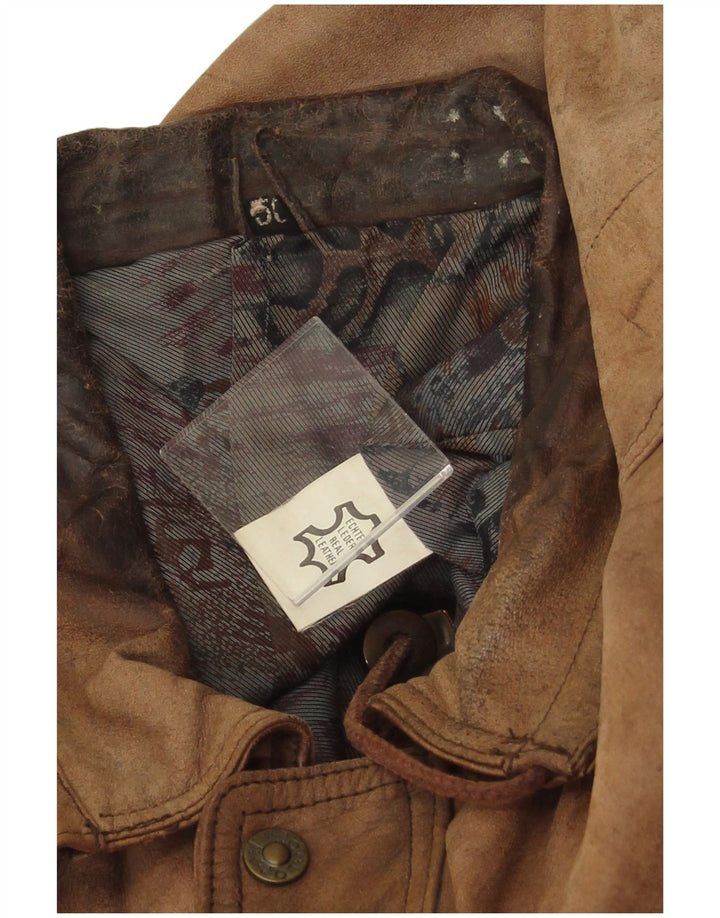 Gilet din piele pentru bărbați vintage IT 50 din piele maro mare