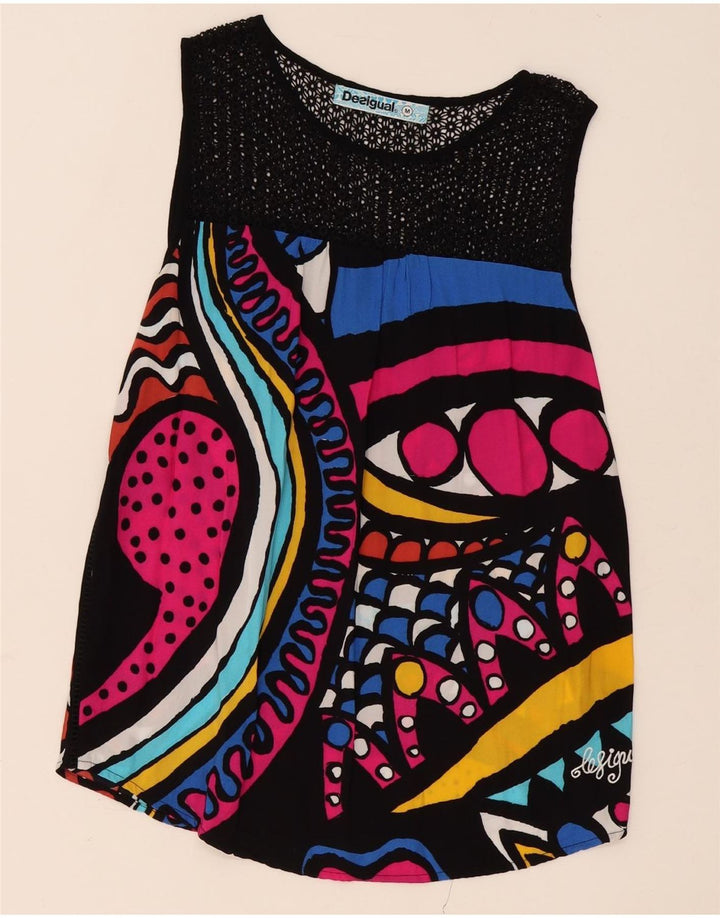 Top cu tunică grafică Desigual pentru femei UK 14 Medium Multicolor Geometric