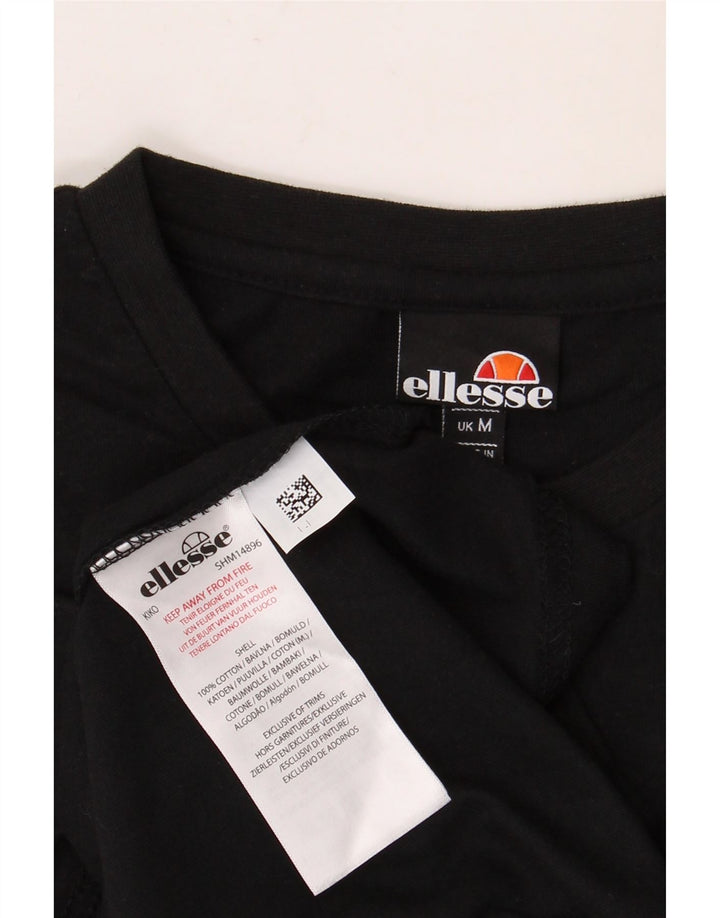ELLESSE Mens Graphic T-Shirt Top Medium Black Cotton