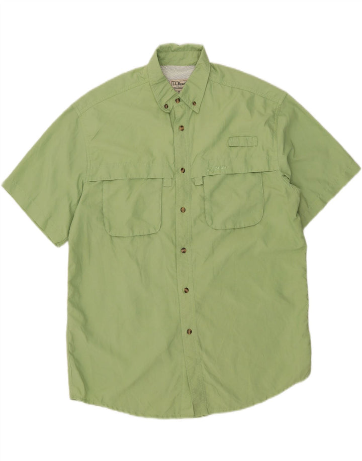 Cămașă pentru bărbați L.L.BEAN cu mânecă scurtă, verde mediu, din nylon
