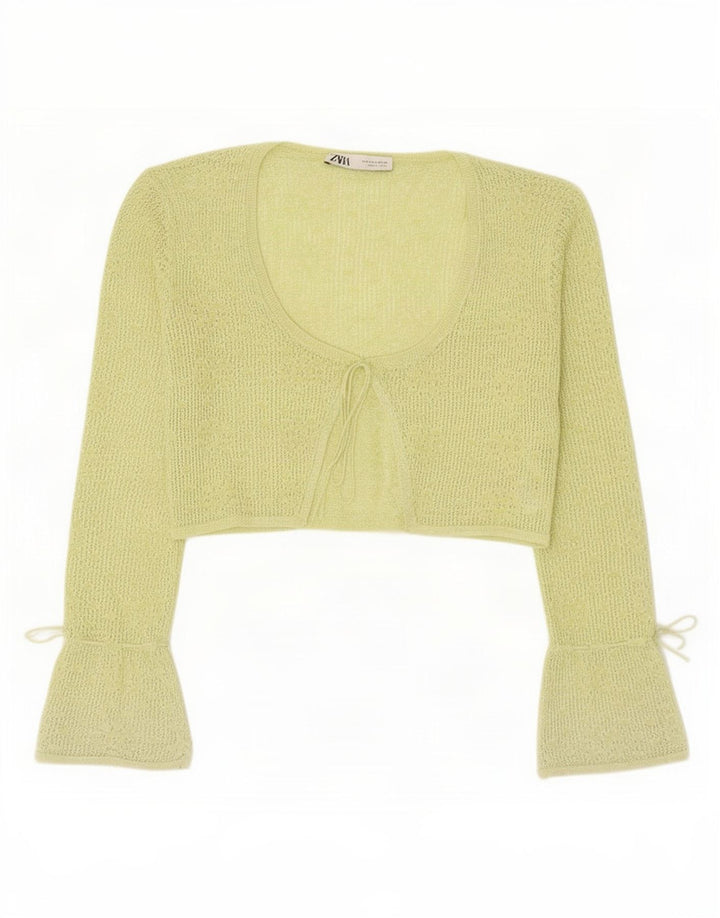 Top cardigan pentru femei Zara UK 12 Poliester verde mediu