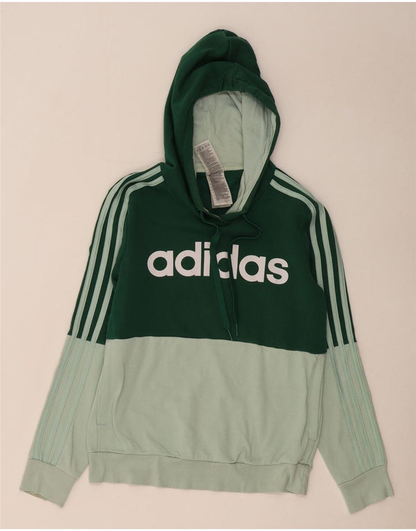 Pulover cu glugă cu grafic supradimensionat Adidas pentru femei UK 10 Mic verde Colorblock