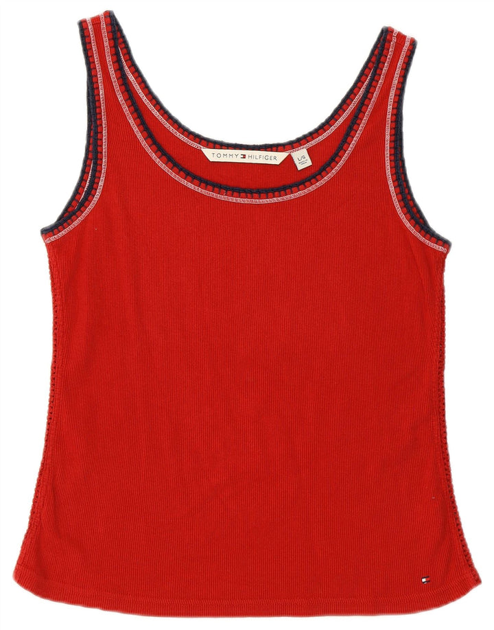 TOMMY HILFIGER Vest Top pentru femei UK 16 Mare Bumbac rosu