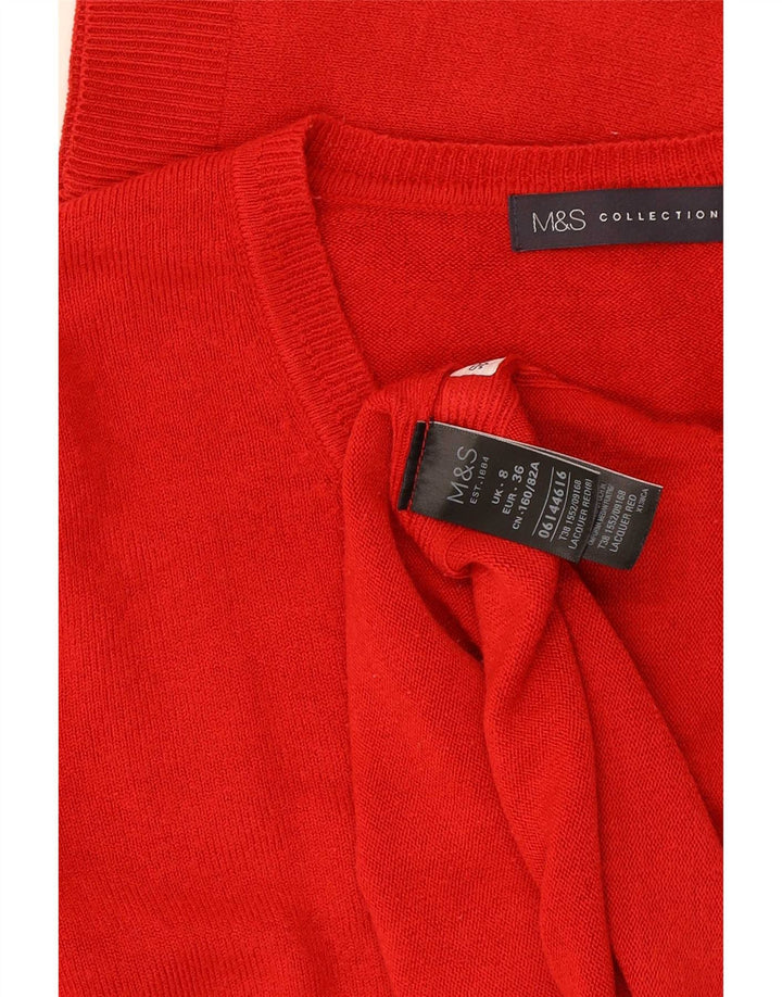 Pulover pentru femei Marks & Spencer cu decolteu în V UK 8 Mic roșu acrilic