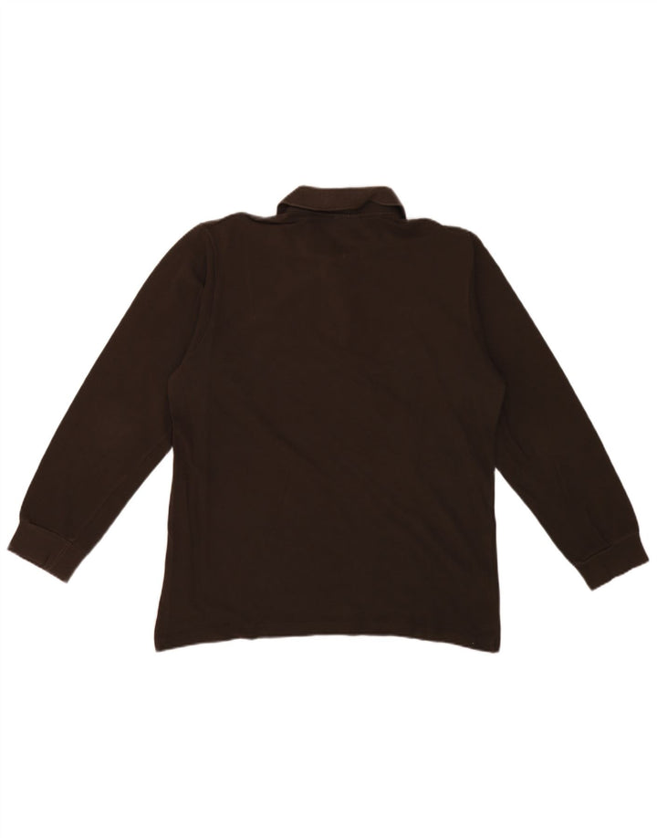 Tricou polo pentru bărbați Lacoste cu mânecă lungă, mărimea 4, bumbac maro mediu