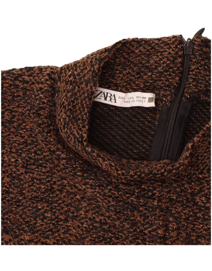 Bluză pentru femei ZARA UK 14 Poliester maro mare