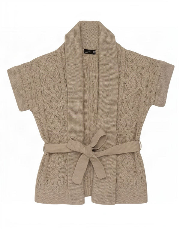 Pulover cardigan cu mânecă scurtă pentru femei Zara UK 14 Gri mediu Acrilic
