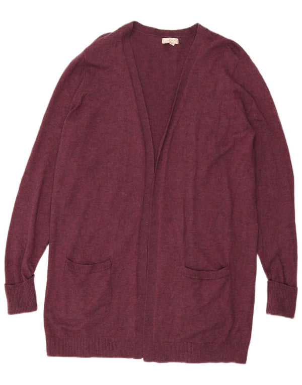 Fat Face Womens Longline Open Cardigan Sweater UK 14 Large Purple Wool