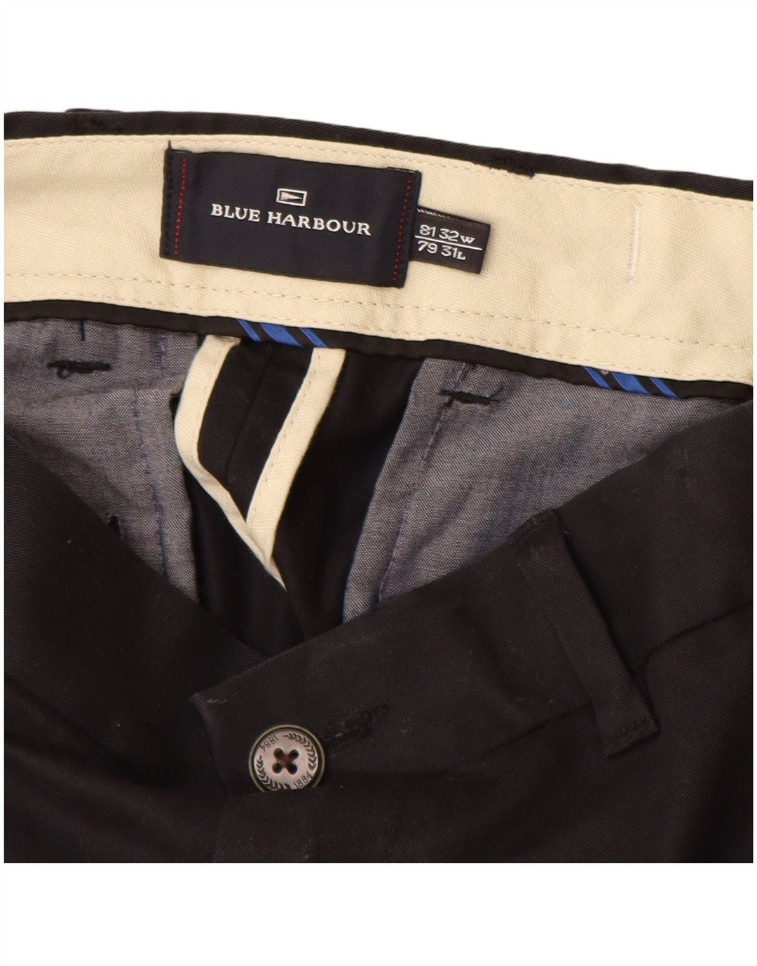 Pantaloni chino pentru bărbați Marks & Spencer Blue Harbour W32 L31 bleumarin