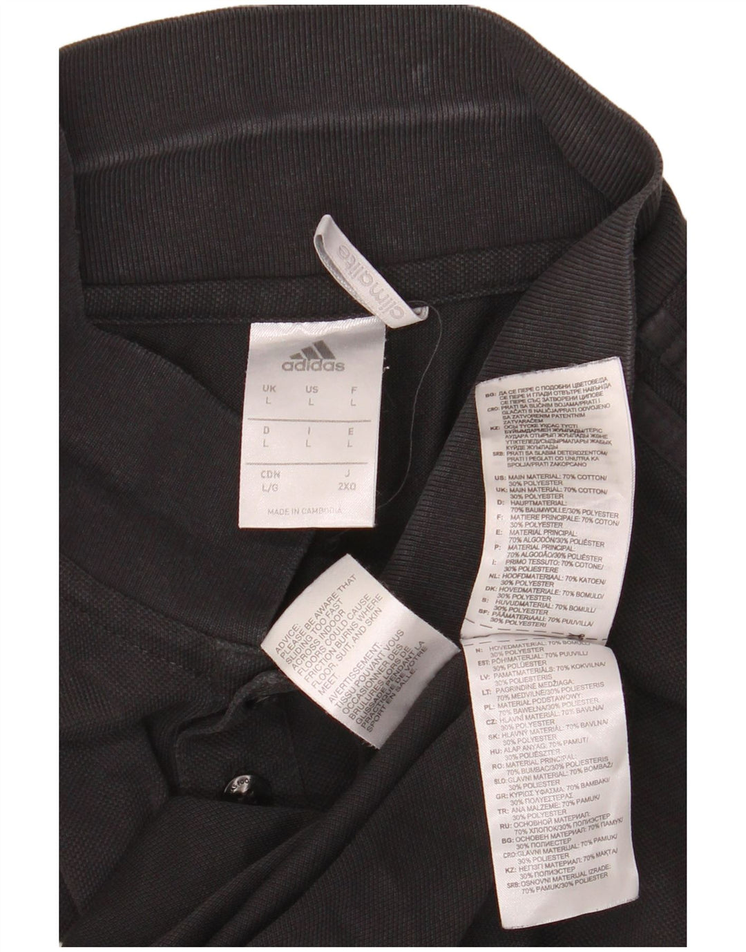 Tricou polo ADIDAS Climalite pentru bărbați, bumbac negru mare