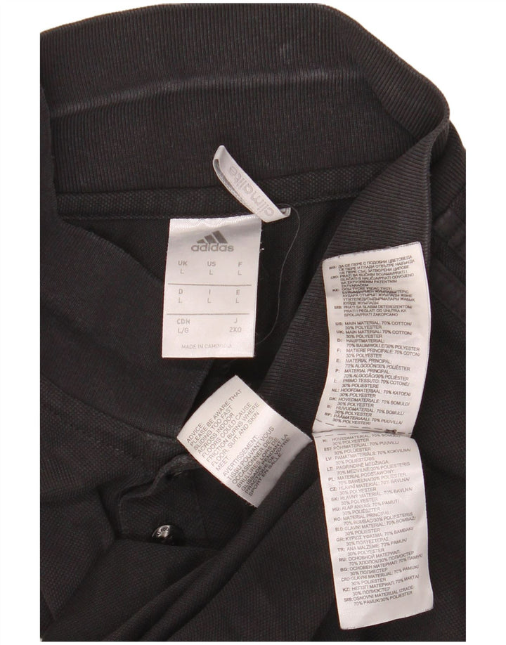 Tricou polo ADIDAS Climalite pentru bărbați, bumbac negru mare