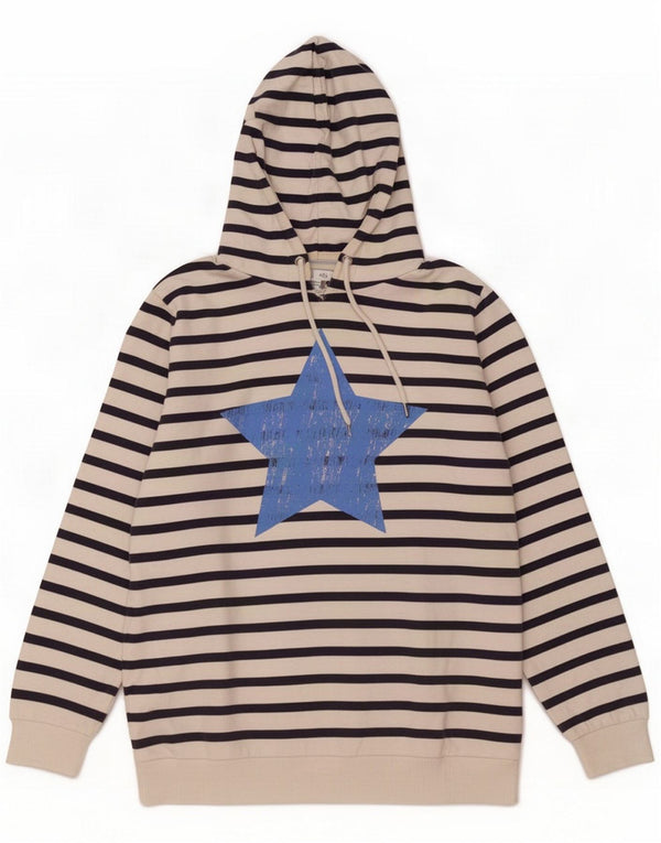 M&Co Pulover cu glugă cu model abstract pentru femei UK 10 Small White Striped