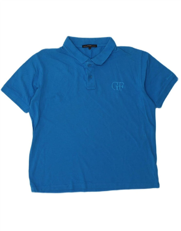 GIANFRANCO FERRE Mens Polo Shirt IT 52 Large Blue Cotton