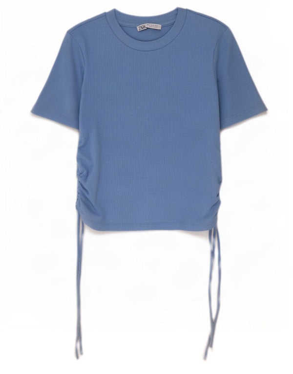 Bluză Crop Top Femei Zara UK 12 Medium Blue Poliester
