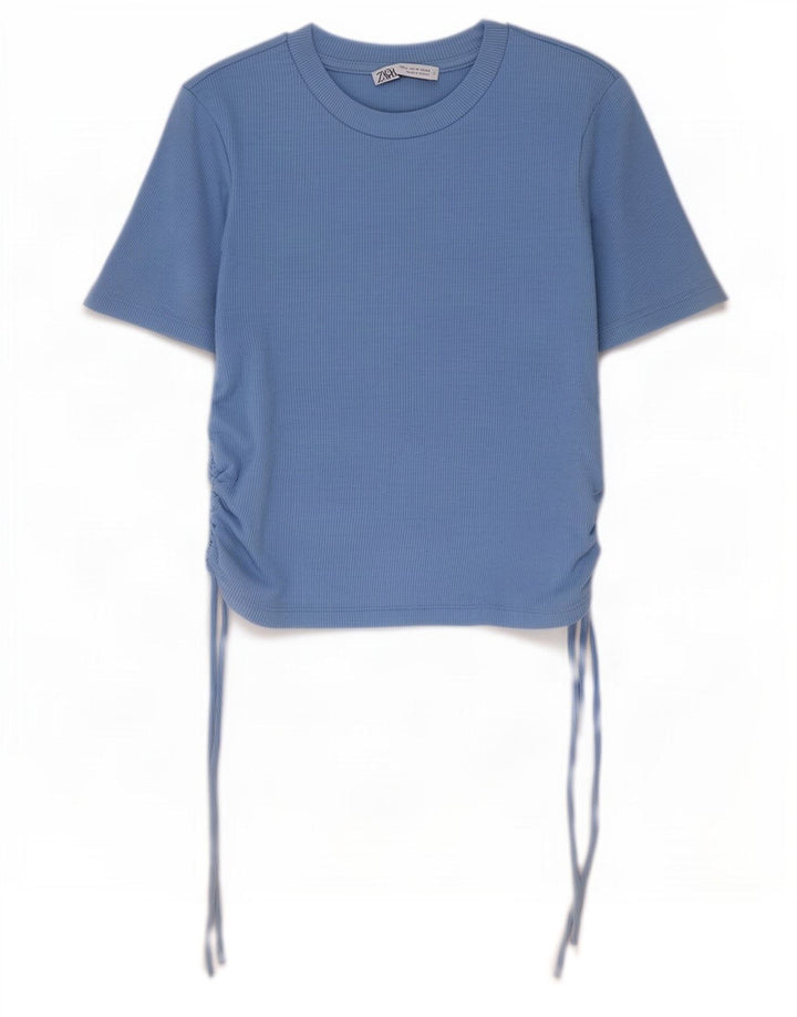 Bluză Crop Top Femei Zara UK 12 Medium Blue Poliester