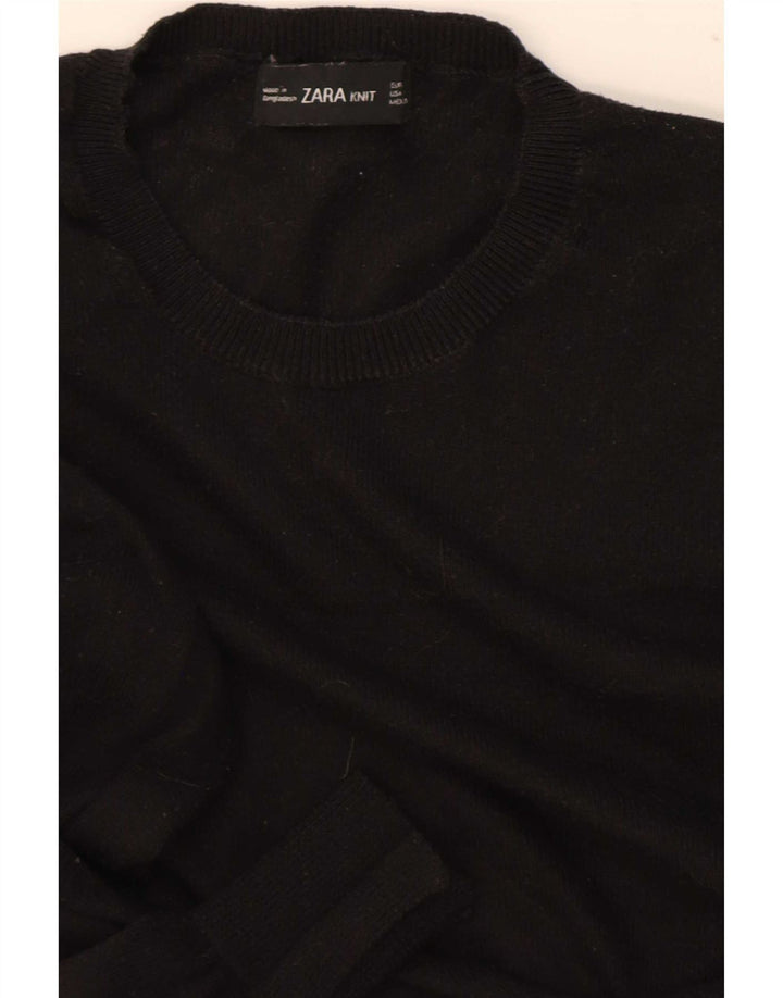 Pulover pentru damă Zara Crop Crew Neck UK 12 Medium Negru