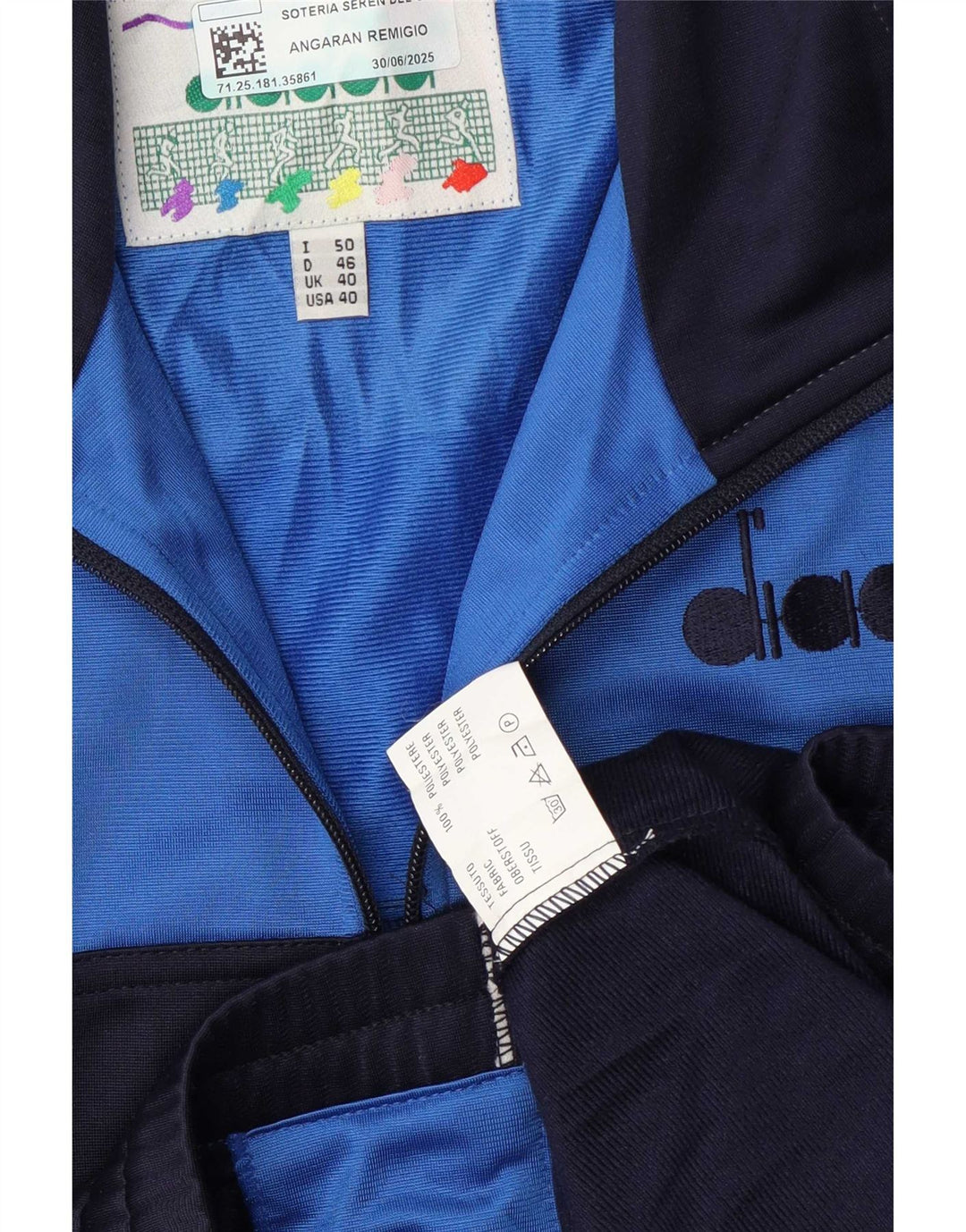 Jachetă de top pentru trening grafic Diadora pentru bărbați UK 40 Medium Blue Colorblock